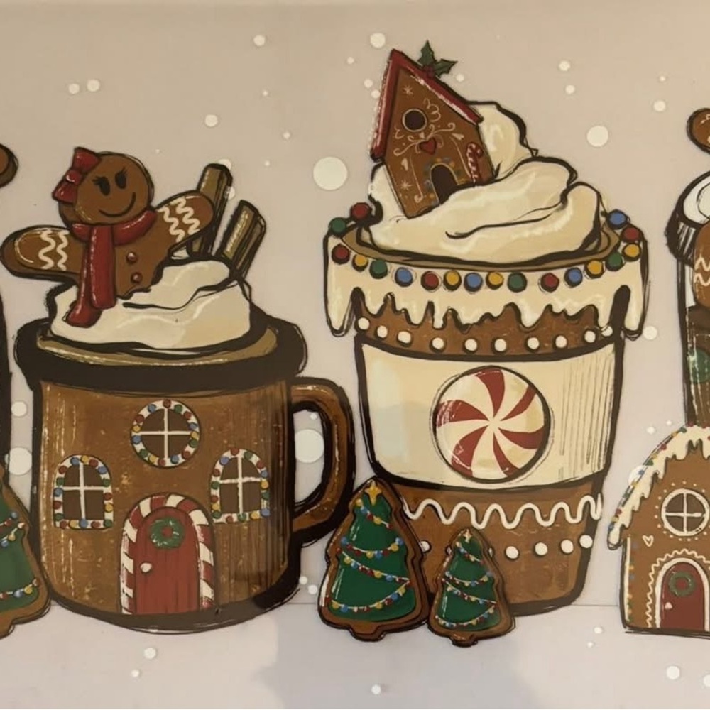 Festive Gingerbread Mug Set with Holiday DTF transfer